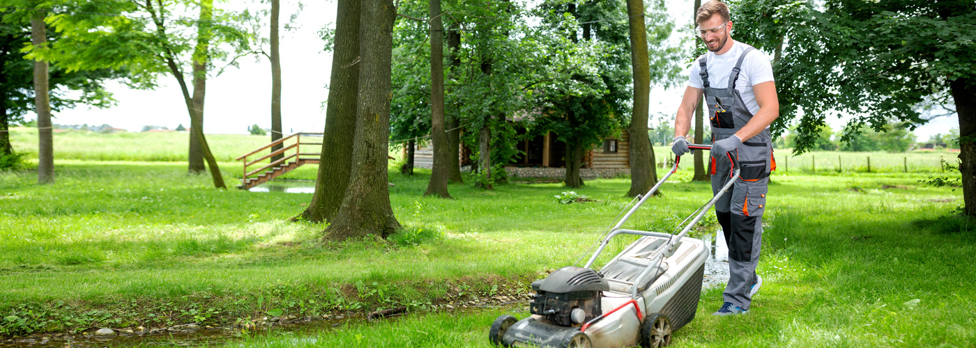 Mowing a lawn
